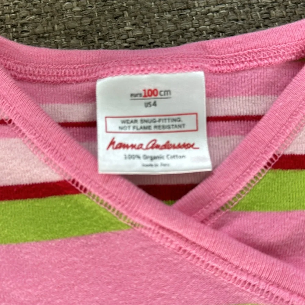 Hanna Andersson 100% Organic Cotton Pink Striped Pajama Set Size 3